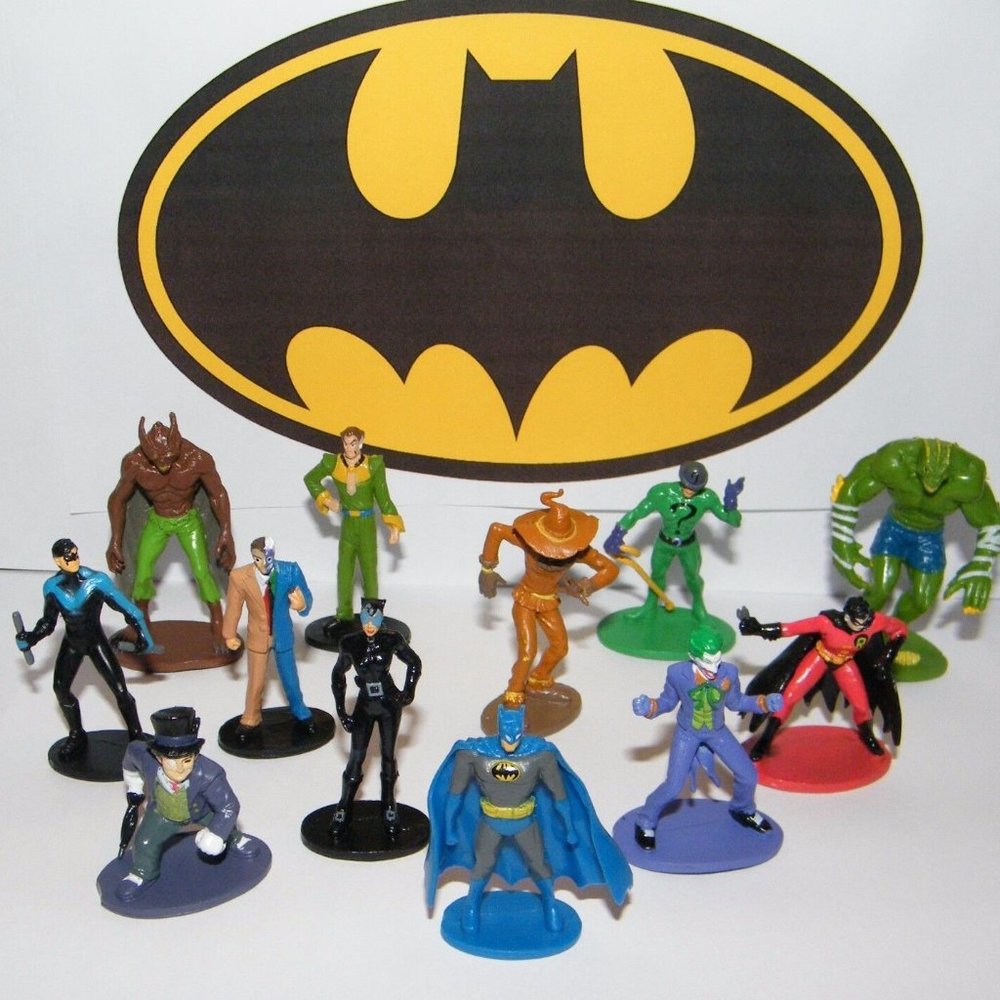 Batman Party Favors Set of 12 Figures with All the Classic Characters Joker Etc